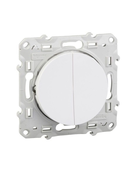 Odace, double poussoir Blanc, à vis, connexion rapide