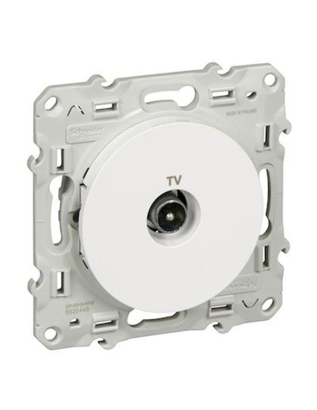 Odace - Prise TV simple blanche (RAL 9003) - Fixation par vis