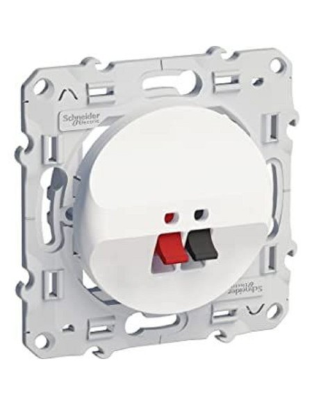 Odace - prise haut-parleur 1 sortie - blanc - fixation par vis - bornes pression
