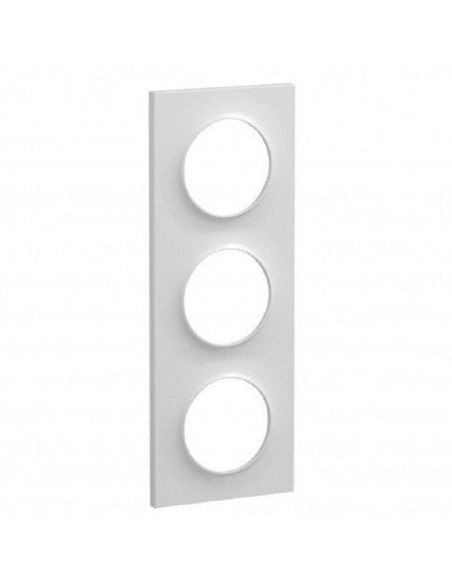 Odace Styl, plaque Blanc 3 postes horizontaux ou verticaux entraxe 71mm