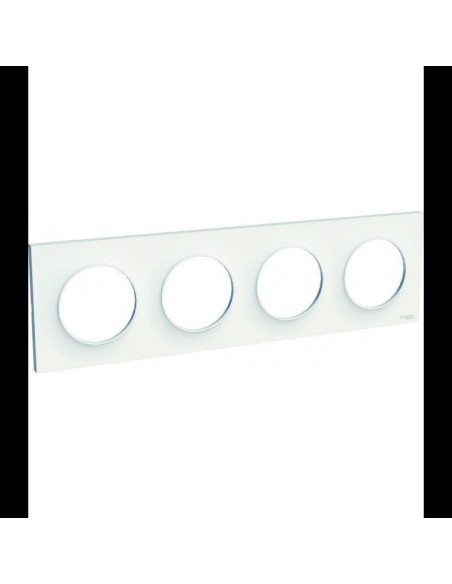 Odace Styl, plaque Blanc 4 postes horizontaux ou verticaux entraxe 71mm
