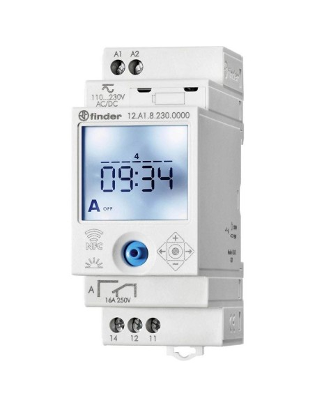 Horloge hebdomadaire digitale 1 inverseur 16A 110 à 230V AC/DC, NFC