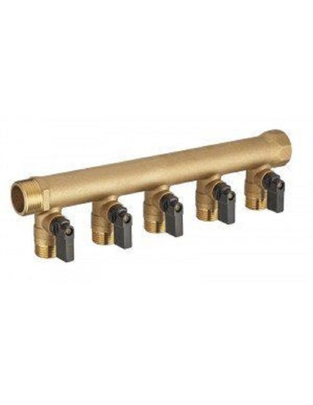 COLLECTEUR MF 3/4 - 5 DÉPARTS M 1/2 AVEC VANNES MONOBLOC VRAC ÉTIQUETÉ