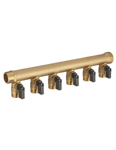 COLLECTEUR MF 3/4 - 6 DÉPARTS M 1/2 AVEC VANNES MONOBLOC VRAC ÉTIQUETÉ