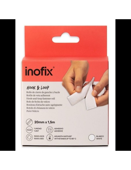 Bande Velcro Blanc Auto-Agrippant Fermeture à Crochet 20 mm x 1.5 m
