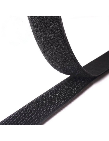 Bande Velcro Noir Auto-Agrippant Fermeture à Crochet 20 mm x 1.5 m
