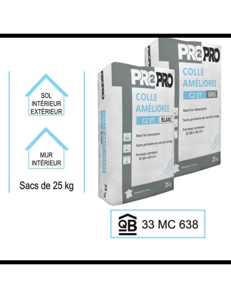 PRO2PRO COLLE AMELIOREE C2ET GRISE 25KG