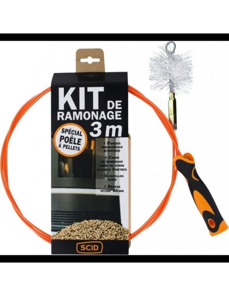 KIT DE RAMONAGE SPÉCIAL POÊLE À PELLETS SCID - LONGUEUR 3 M