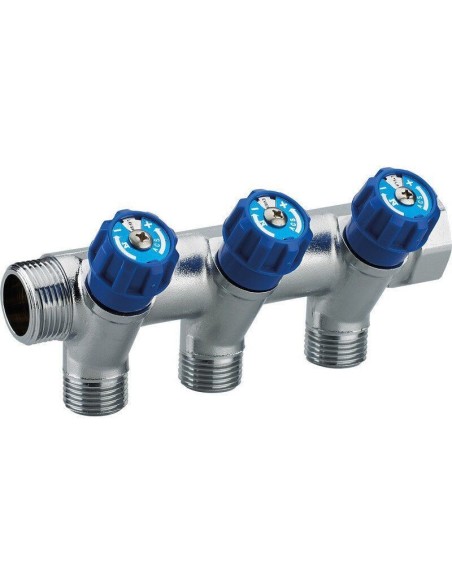 COLLECTEUR A ROBINET INTEGRÉ BLEU MF 3/4 - 4 DÉPARTS M 1/2