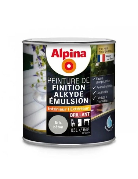 ALKYDE EMULSION BRILLANT 0,5 L GRIS BETON