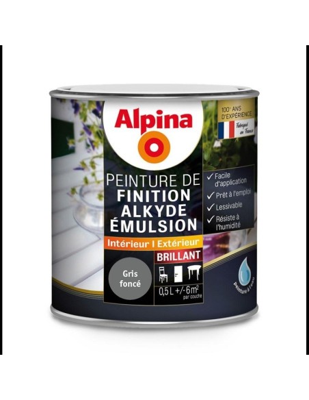 ALKYDE EMULSION BRILLANT 0,5 L GRIS FONCE