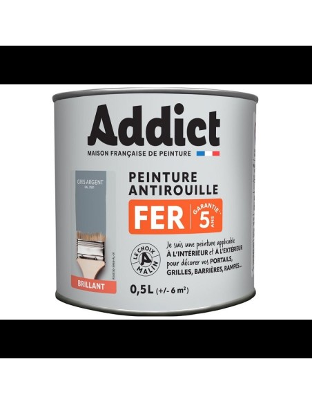 ADDICT PEINT FER BRIL 0L5 GRIS ARGE